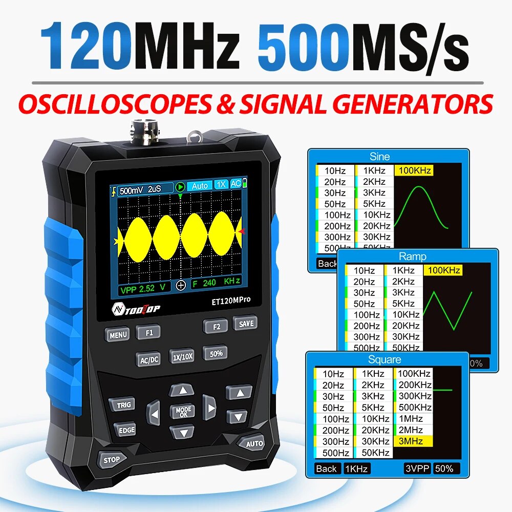 TOOLTOP ET120MPro Portable 120 - Digital Storage Oscilloscope 100Mhz recension och pris